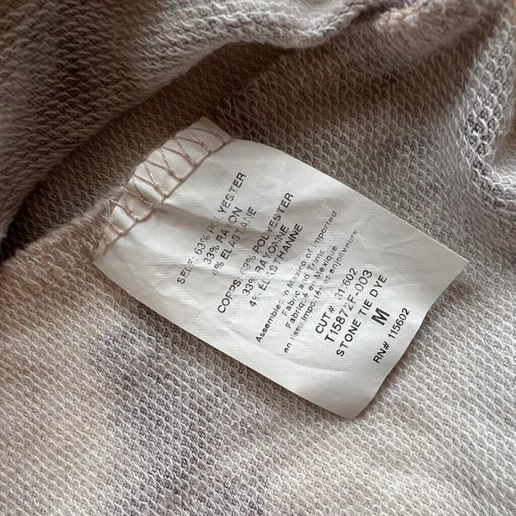 Lush Mock Neck Long‎ Raglan Sleeve Sweatshirt Gray Stone Tie Dye Medium - Picture 8 of 9